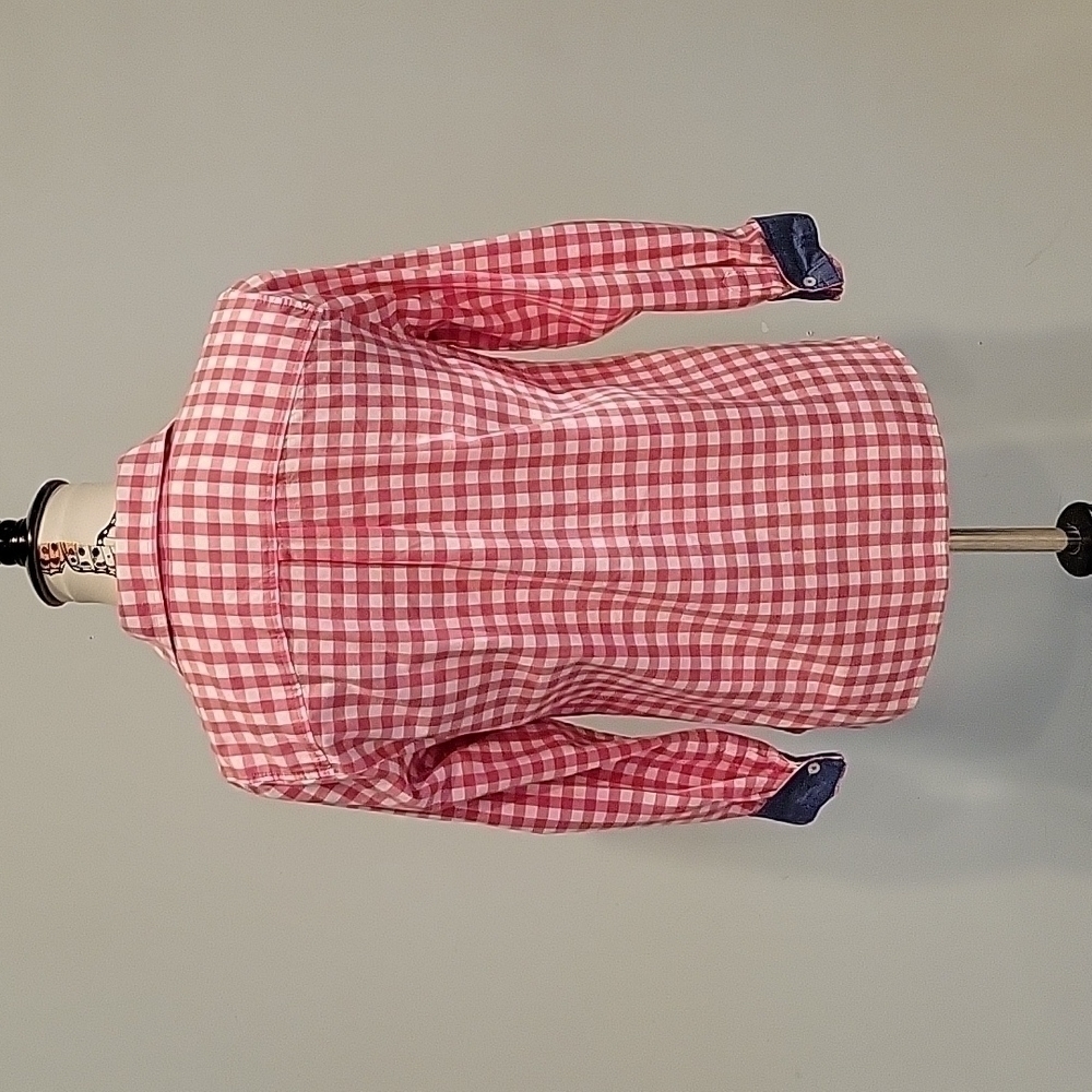 Talbots Button Down, Check Pattern, Denim Cuffs, … - image 3